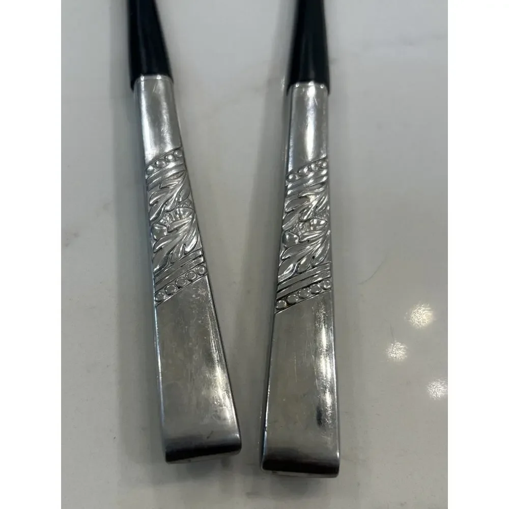 Vtg MCM Salad Utensils Catalina Pattern Decorators Stainless‎ 1960s Spoon Fork